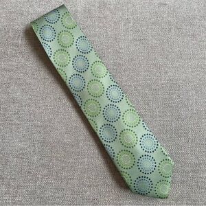 Haines & Bonner of London Green Circles Dots Men’s Silk Tie Office Professional